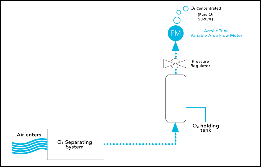 Oxygen concentrator with flow meter